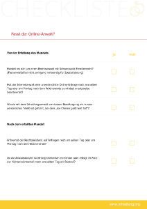 Passt der Online Anwalt? - kostenlose Checkliste von scheidung.org zum Download