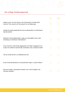 Der richtige Scheidungsanwalt - kostenlose Checkliste von scheidung.org zum Download