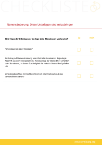 Dies ist eine Checkliste für Unterlagen zur Namensänderung.